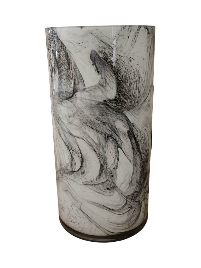 Black and White Marbled Vase