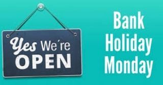 We are open normal hours 9.30am-5.15pm this Bank Holiday Monday