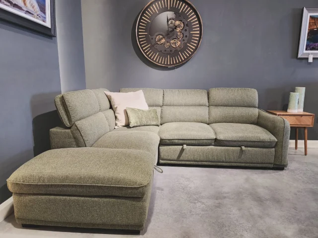Say hello to Dolores. This natural toned green sofa bed with extra hidden storage would be great for anyone trying to relax or have guests over, a comfortable corner chaise that works great as a sofa and a bed, with the hidden storage you could keep them extra blankets handy for a cozy night in.
.
.
.
.
.
.
.
.
.
.
.
.
.
.
#FurnitureShowroom #HomeDecor #InteriorDesign #FurnitureDesign #HomeInspiration #ModernFurniture #LuxuryFurniture #InteriorInspo #FurnitureGoals #FurnitureAddict #belfast #cozyfurniture #creationsinteriors #northenireland #sofabed #green #corner #sofa #natural #cozyfurniture #modern #match