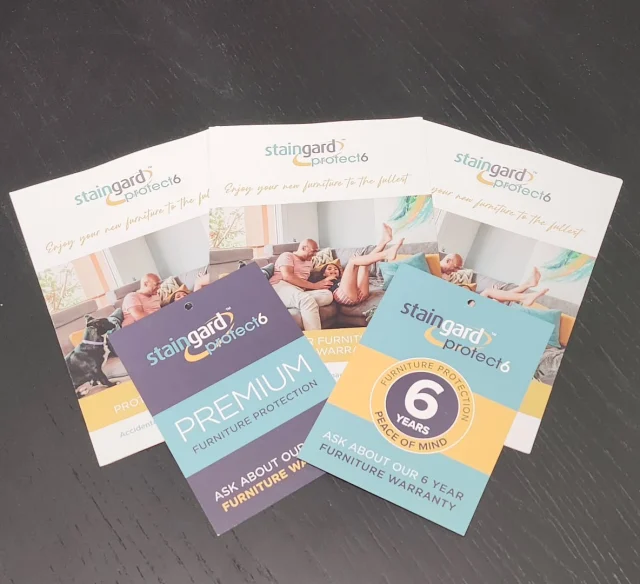 Introducing our new upgraded staingard protect 6 available for all sofas fabric or leather, dining chairs and even the accent chairs get protected for 6 years ranging from accidental wine spills to pet damage, t&cs apply.
.
.
.
.
.
.
.
.
.
.
.
.
.
.
.
.
.
.
#FurnitureSale
#ShowroomDeals
#InteriorDesignSale
#NewArrivals
#LimitedOffer 
#FurnitureShowroom
#HomeDecor
#InteriorDesign
#FurnitureDesign
#HomeInspiration
#ModernFurniture
#LuxuryFurniture
#InteriorInspo
#FurnitureGoals
#FurnitureAddict 
#belfast #northernireland #creations #ni