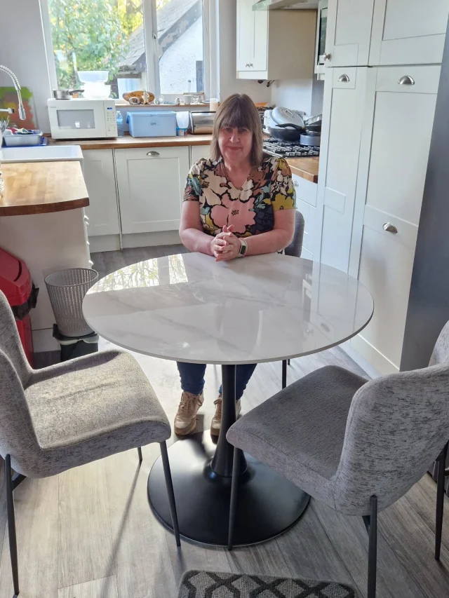 Congratulations Angela Townley our big winner 😄😄 seen here with her lovely table set 😄 thanks again everyone who entered who knows if there is more in the future or not watch this space to find out 👀 .
.
.
.
.
.
.
.
.
.
.
.
.
.
.
#FurnitureSale
#ShowroomDeals
#InteriorDesignSale
#NewArrivals
#LimitedOffer 
#FurnitureShowroom
#HomeDecor
#InteriorDesign
#FurnitureDesign
#HomeInspiration
#ModernFurniture
#LuxuryFurniture
#InteriorInspo
#FurnitureGoals
#FurnitureAddict 
#belfast #northernireland #creations #ni